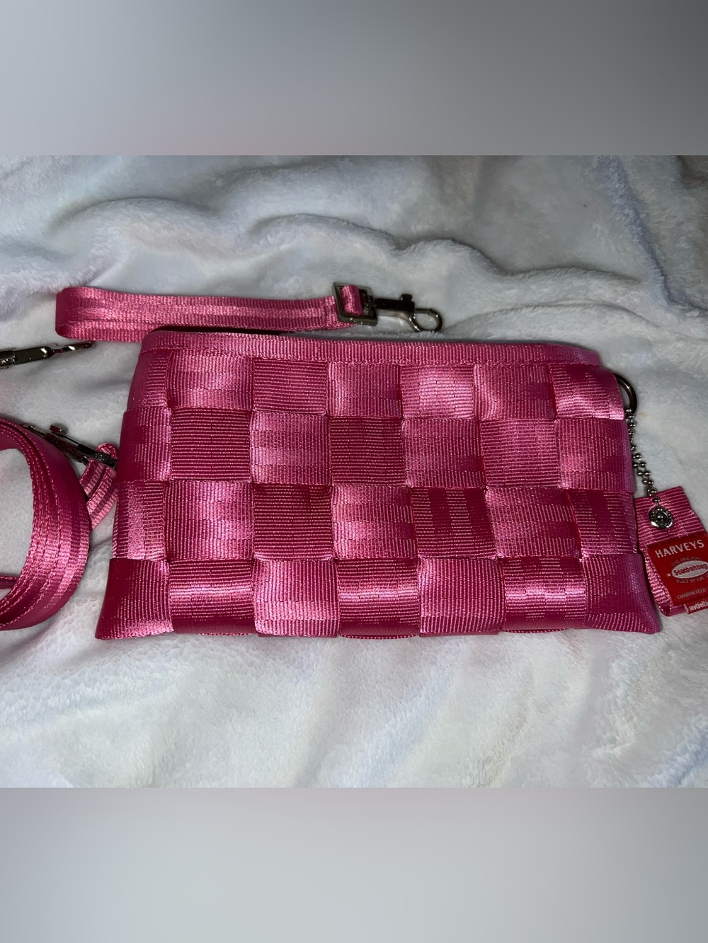 Harveys Seatbelt Handbags Fuchsia Hipster Hip Pack crossbody handbag pink woven